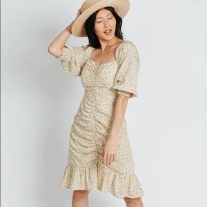 Piper and Scoot Lush Savannah Floral Ruched Dress Yellow XXL